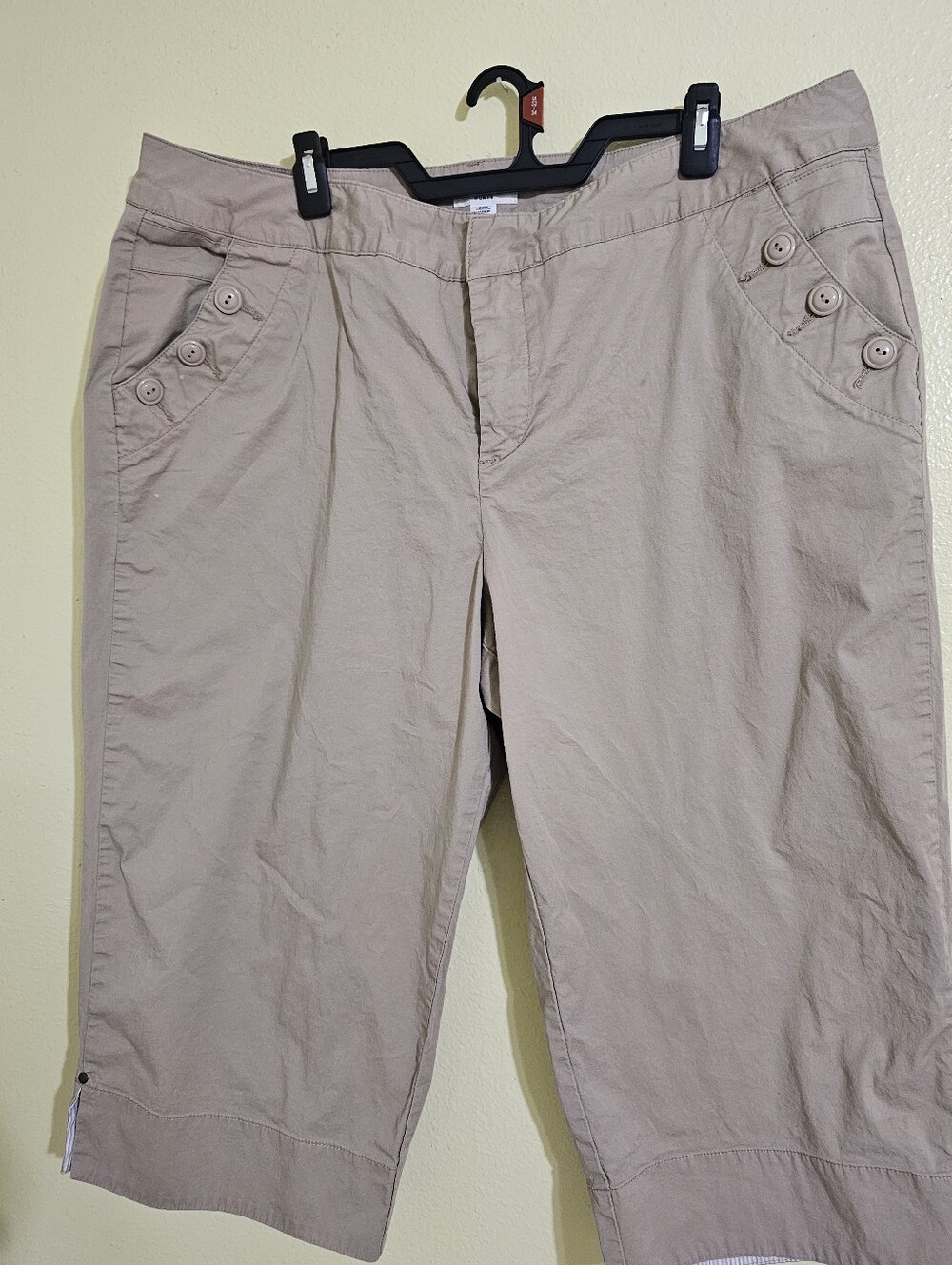 Cato Women's Beige Knee-Length Bermuda Shorts with Button Detail